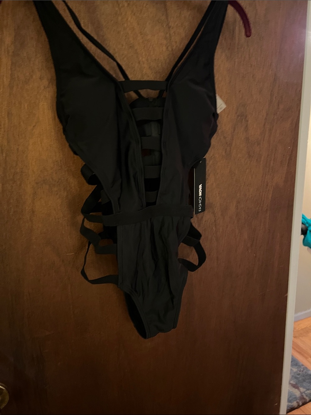 Fashion Nova Fabiola Strappy one piece, swimsuit, black medium, very sexy